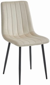 OFERTA Scaun de catifea bej LAVA cu picioare negre II. calitate