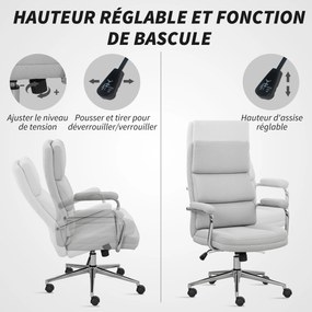 HOMCOM Scaun de birou, scaun de birou ergonomic cu înălțime reglabilă, funcție de meșterire, 62 x 73 x 105-113 cm, gris | Aosom Romania