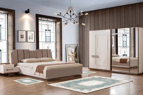 Set 3 Covoare Living / Dormitor, 7716MN, Poliester, Crem / Verde