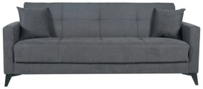 Canapea extensibila Fabio, 3 locuri, 215x82x92 cm, lada depozitare, Gri deschis