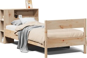 vidaXL Pat cu bibliotecă fără saltea, 75x190 cm, lemn masiv de pin