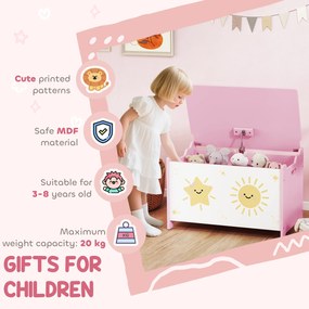 AIYAPLAY Cutie pentru Jucării cu Capac, Balama de Siguranță și Mânere Groove, Organizator pentru Depozitarea Jucăriilor pentru Copii, Camera de Zi, Sala de Joacă, Roz | Aosom Romania
