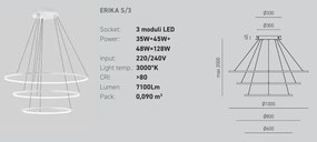 Lustra LED circulara cu 3 inele 100/80/60cm ERIKA