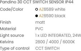 Plafoniera LED CCT, Protectie IP44, Senzor de miscare, PANDINO 30cm negru
