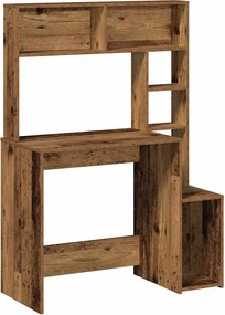 vidaXL Birou cu rafturi, lemn vechi, 100x45x140 cm, lemn prelucrat
