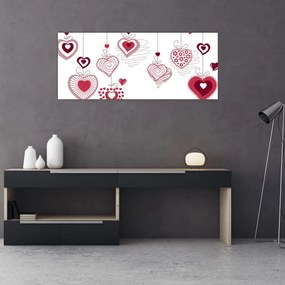 Tablou cu inimiore pictate (120x50 cm)