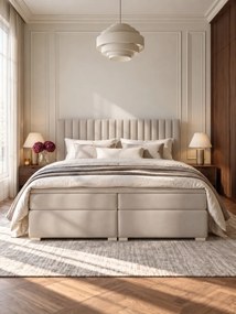 Pat boxspring cu ladă de depozitare Solani 160x200 - velur bej Castel 15