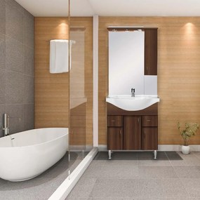 Mobilier complet de baie Bianca Plus 75, culoare Aida nuc, deschidere pe dreapta