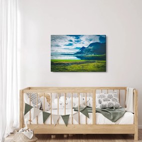 Tablou cu lac și munți (90x60 cm)