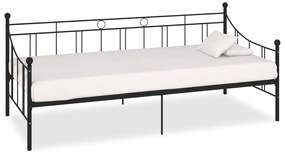 vidaXL Cadru pat de zi, negru, 90x200 cm, metal