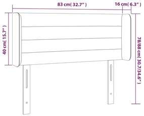 Tablie de pat cu aripioare gri deschis 83x16x78 88 cm catifea 1, Gri deschis, 83 x 16 x 78 88 cm