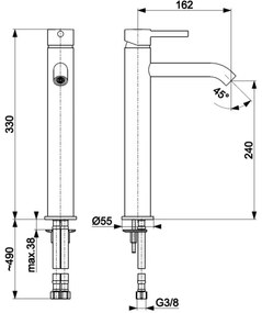 Baterie de lavoar + ventil KFA Armatura 5032-612-31 MOZA 33 cm auriu