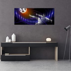 Tablou - Fotbaliști în săritură (120x50 cm)