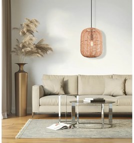 Lustră maro deschis cu abajur textil ø 35 cm Runa – Trio