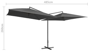 Umbrela de soare cu stalp din otel, antracit, 250x250 cm Antracit