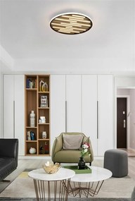 Plafoniera LED metal negru cu lemn Equalise