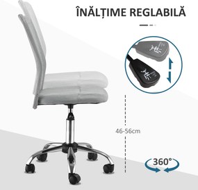 Vinsetto Scaun de Birou Ergonomic Fără Cotiere din Țesătură tip Plasă Gri | Aosom Romania