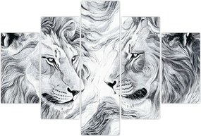 Tablou - Capete de lei desenate (150x105 cm)