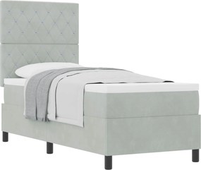 vidaXL Pat cu arcuri cu saltea Gri deschis 80 x 200 cm Catifea