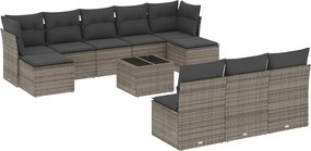 vidaXL Set canapele de grădină cu perne, 11 piese, gri, poliratan