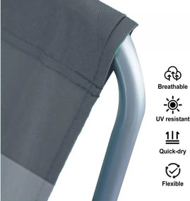 Set de 2 sezlonguri pliante pentru plaja SAND, dungi gri