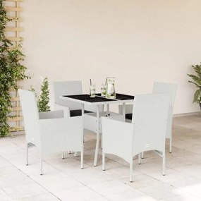 3278614 vidaXL Set mobilier de grădină cu perne 5 piese alb poliratan & sticlă