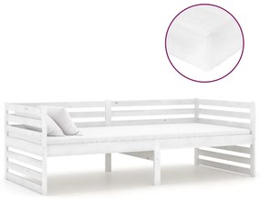 3083630 vidaXL Pat de zi cu saltea, alb, 90x200 cm, lemn masiv de pin