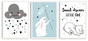 Tablouri pentru copii 3 buc. 35x50 cm Sweet Dreams Little One – Wallity