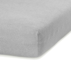 Cearceaf gri deschis din frotir cu elastic 140x200 cm Ruby – Restilo