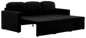Canapea extensibila modulara cu 3 locuri, negru, textil Negru
