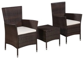 vidaXL Set mobilier bistro, 3 piese, maro, poliratan