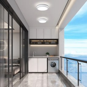 Brilagi - Lampă LED de exterior BENE cu senzor, 24 W, 230 V, Ø 26 cm, alb, IP54