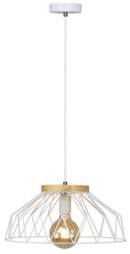 Lampă suspendată, alb/ natural, lemn/ metal, TREX TIP 2