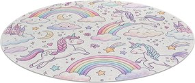 BAMBINO 61400 cerc covor lavabil Inorog, curcubeu pentru copii anti-alunecare - cremă / roz