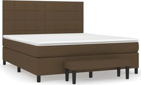 vidaXL Pat box spring cu saltea, maro închis, 160x200 cm, textil