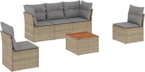 vidaXL Set canapele de grădină cu perne, 6 piese, bej, poliratan
