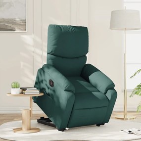 vidaXL Fotoliu electric rabatabil cu ridicare, verde închis, textil