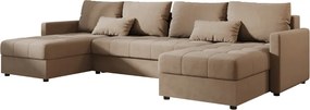 Canapea extensibila in forma de U VENORIA 285x146 cm, bej + 2 perne GRATIS