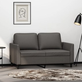 348914 vidaXL Canapea cu 2 locuri, gri, 120 cm, piele ecologică