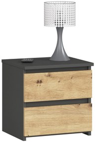 Noptieră Cleania CL2 (grafit gri + stejar artisan). 1071067