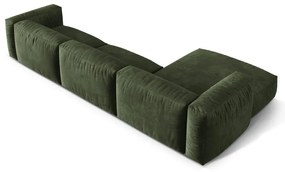 Colțar modular verde cu tapițerie din catifea (cu colț pe partea stângă/cu șezlong) Martina – Micadoni