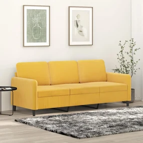 349059 vidaXL Canapea cu 3 locuri, galben, 180 cm, catifea