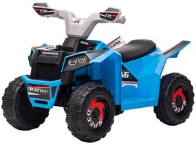 HOMCOM ATV pentru Copii 18-36 Luni din PP și Metal cu Roți Rezistente, Viteză Max 2.5 km/h, Design Atractiv, Albastru Gri și Negru | Aosom Romania