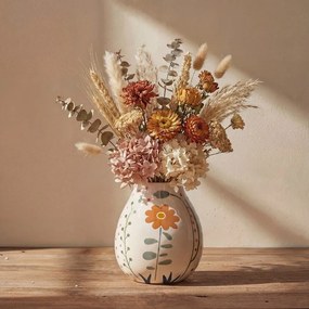 Vază crem din gresie pictată manual (înălțime 17 cm) Taza – Bloomingville