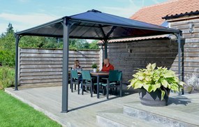 Foișor de grădină din metal Palermo 4,3 x 4,3 m Palram - Canopia Heat Block antracit