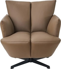 Fotoliu Accent Pivotant 360° – Design Modern, Bază Metalică Neagră, Tapițerie PU Premium, Maro