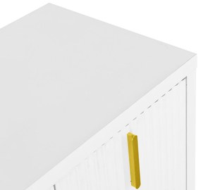 Comodă Modernă Minimalistă cu Mânere Aurii și Rafturi Reglabile, 140x38x80 cm - Perfectă pentru Bucătărie și Living, Albă