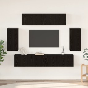 vidaXL Dulap pentru TV pe Perete 6 pcs Stejar negru Lemn compozit
