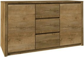 Comoda MONTANA K2DP, stejar lefkas inchis, PAL melaminat, 140x43x80 cm