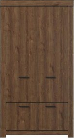 Dulap BRASS, stejar brun, PAL laminat, cu 4 usi, 112x60x210 cm